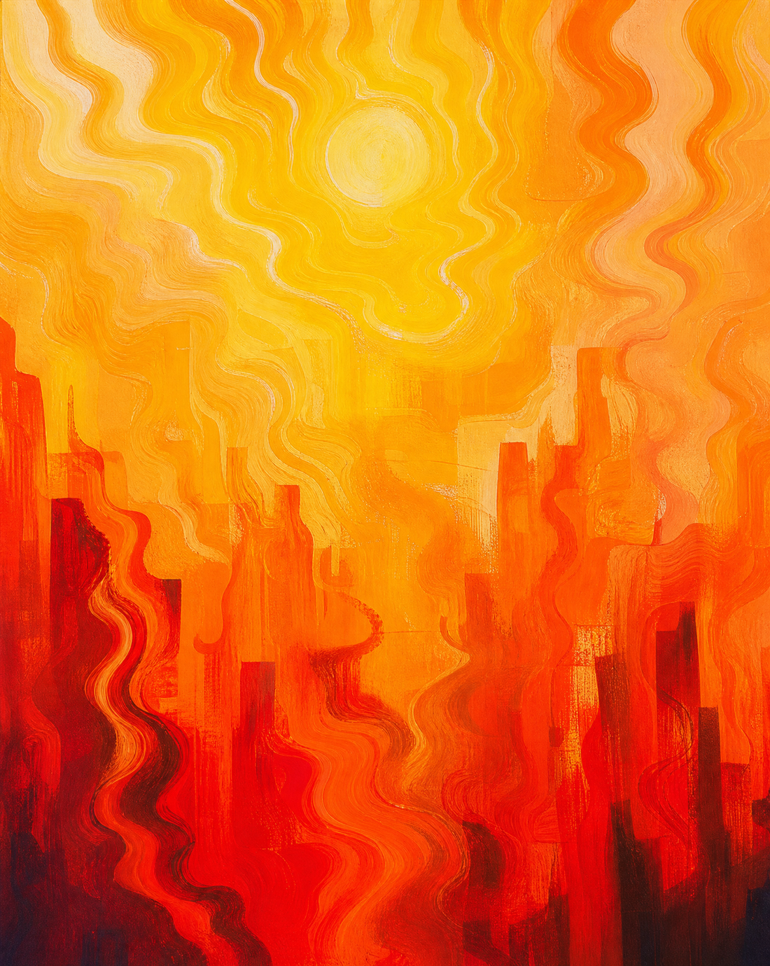 abstract image of orange, red and yellow hues representing a heatwave