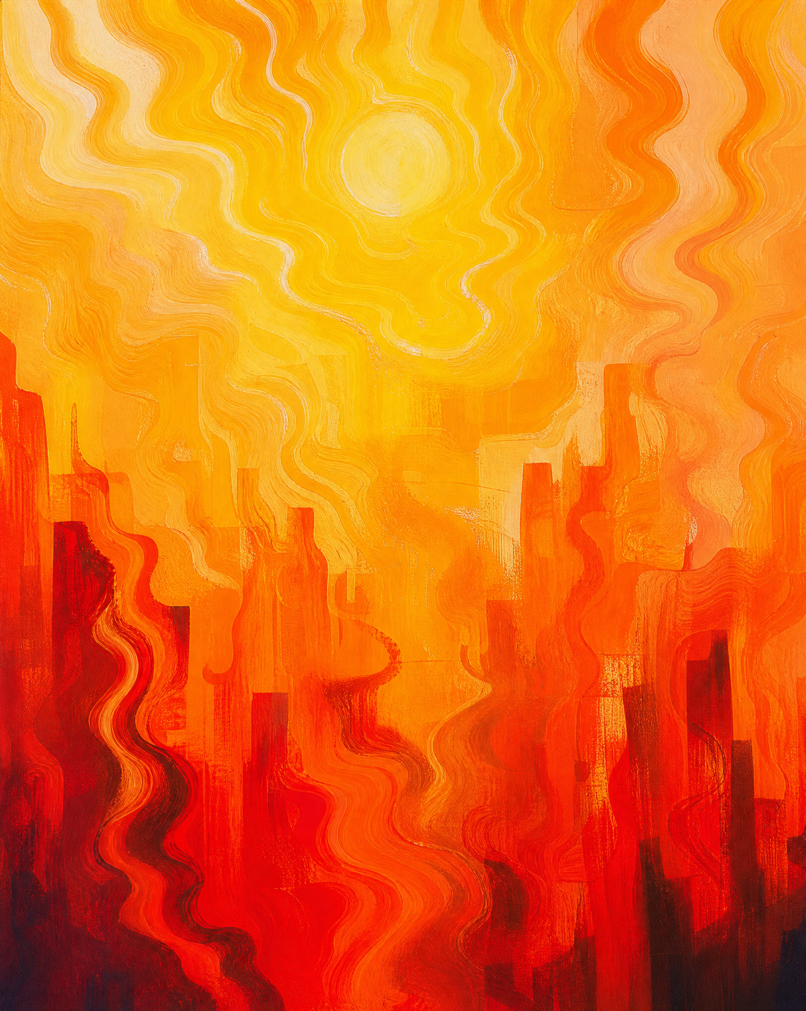 abstract image of orange, red and yellow hues representing a heatwave