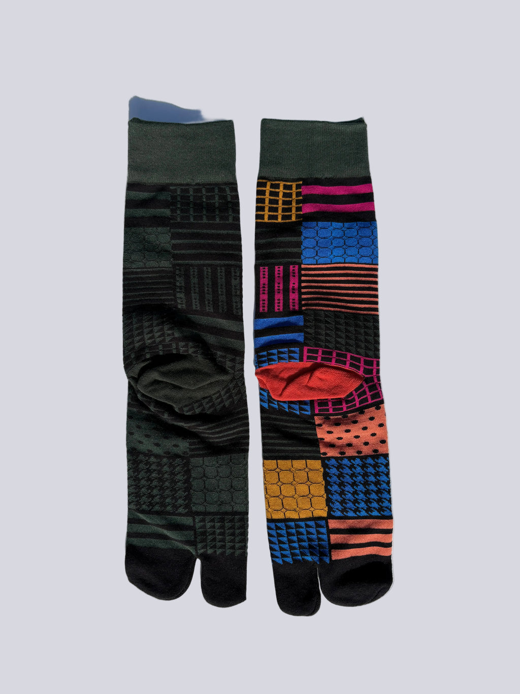 Geometric patchwork graphic Tabi socks