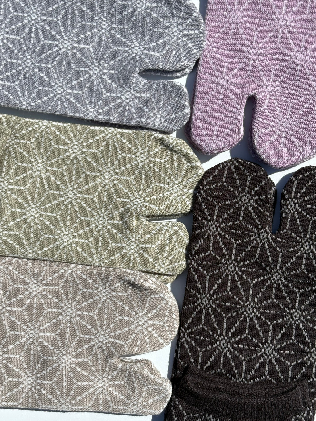 close up of hemp patterned tabi socks a traditional japanese design
