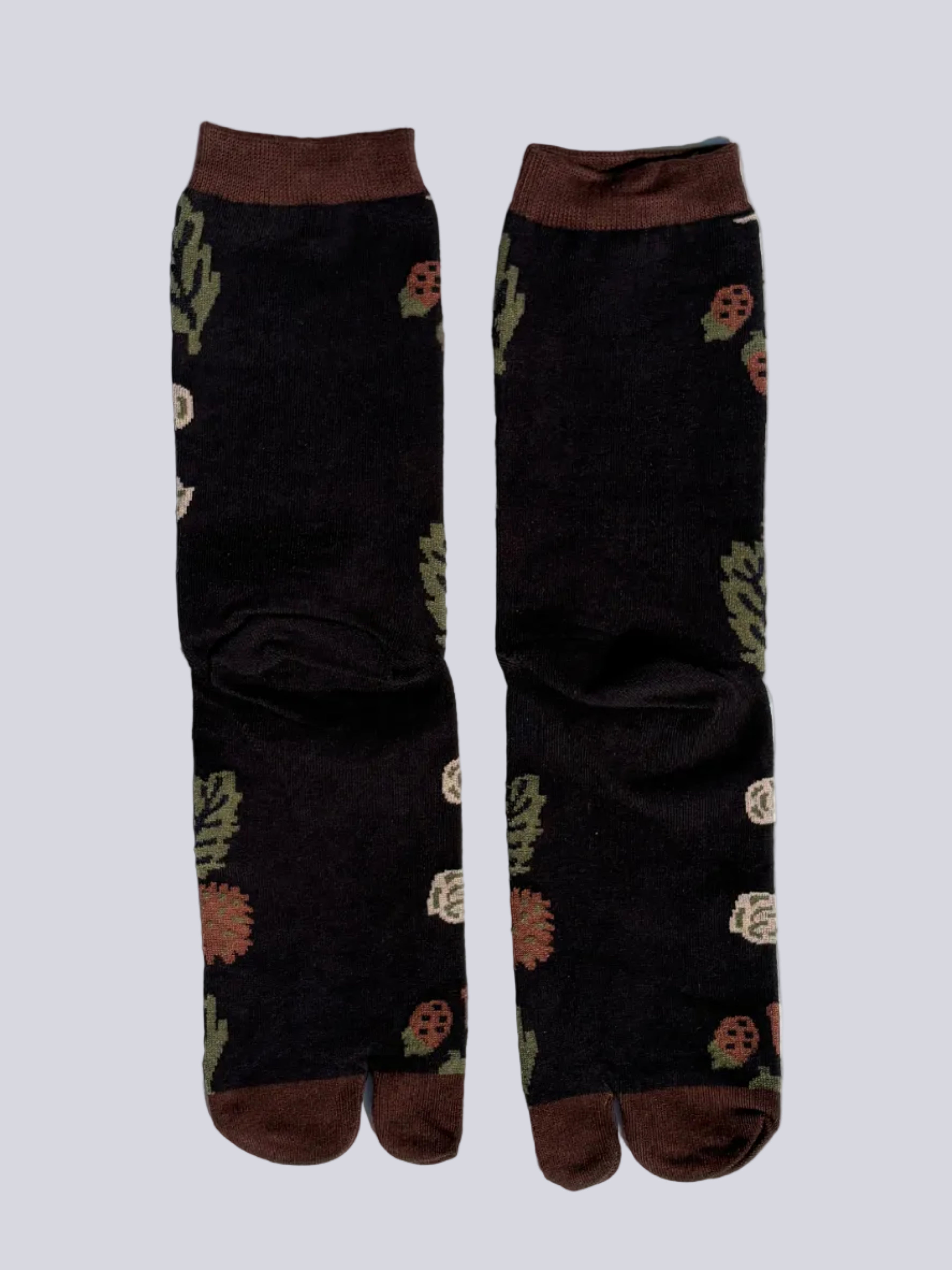 Botanical earth toned Tabi socks