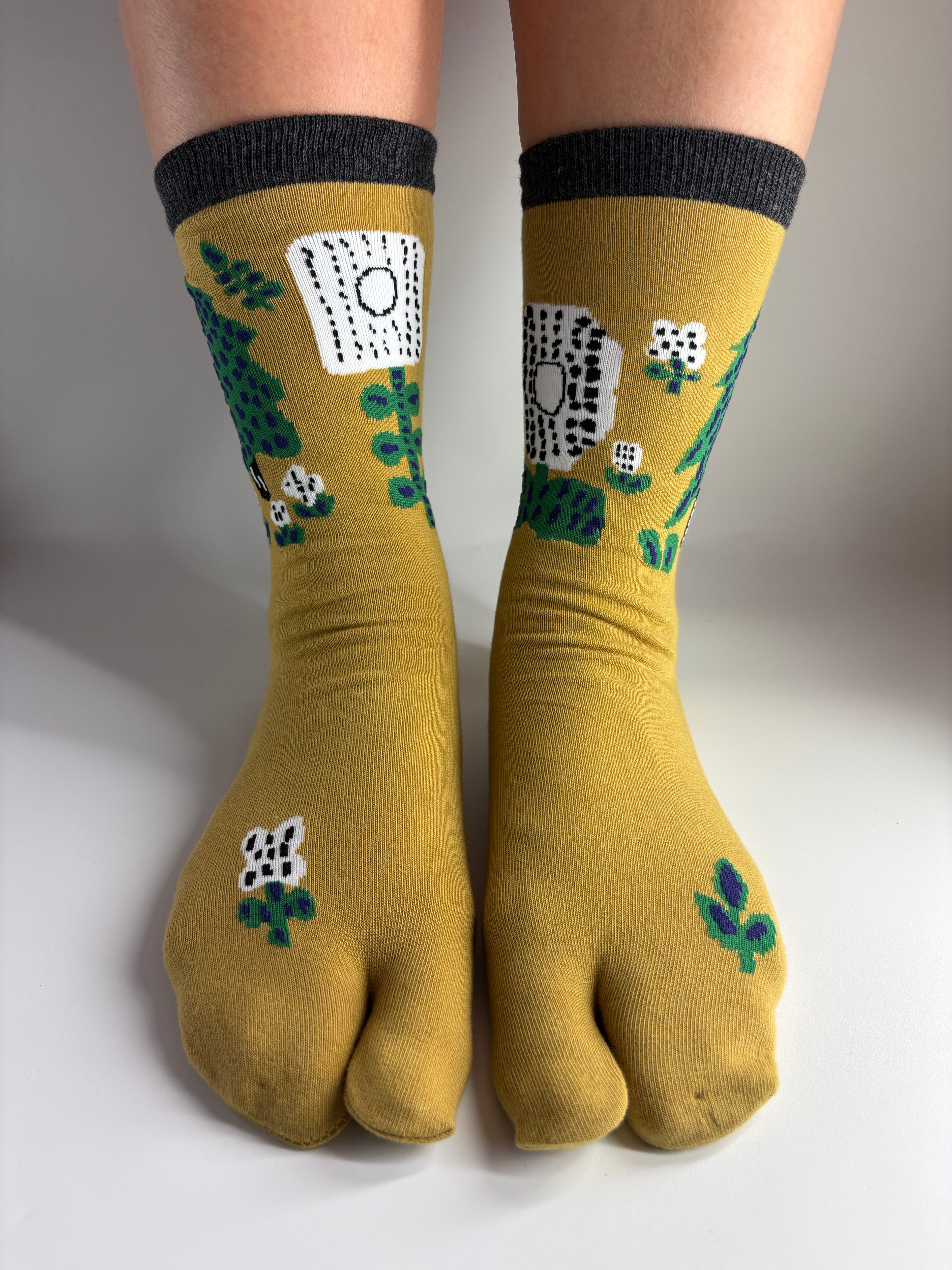 Tan abstract nature print Tabi socks