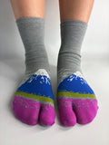 Mount fuji print on tabi split toe socks
