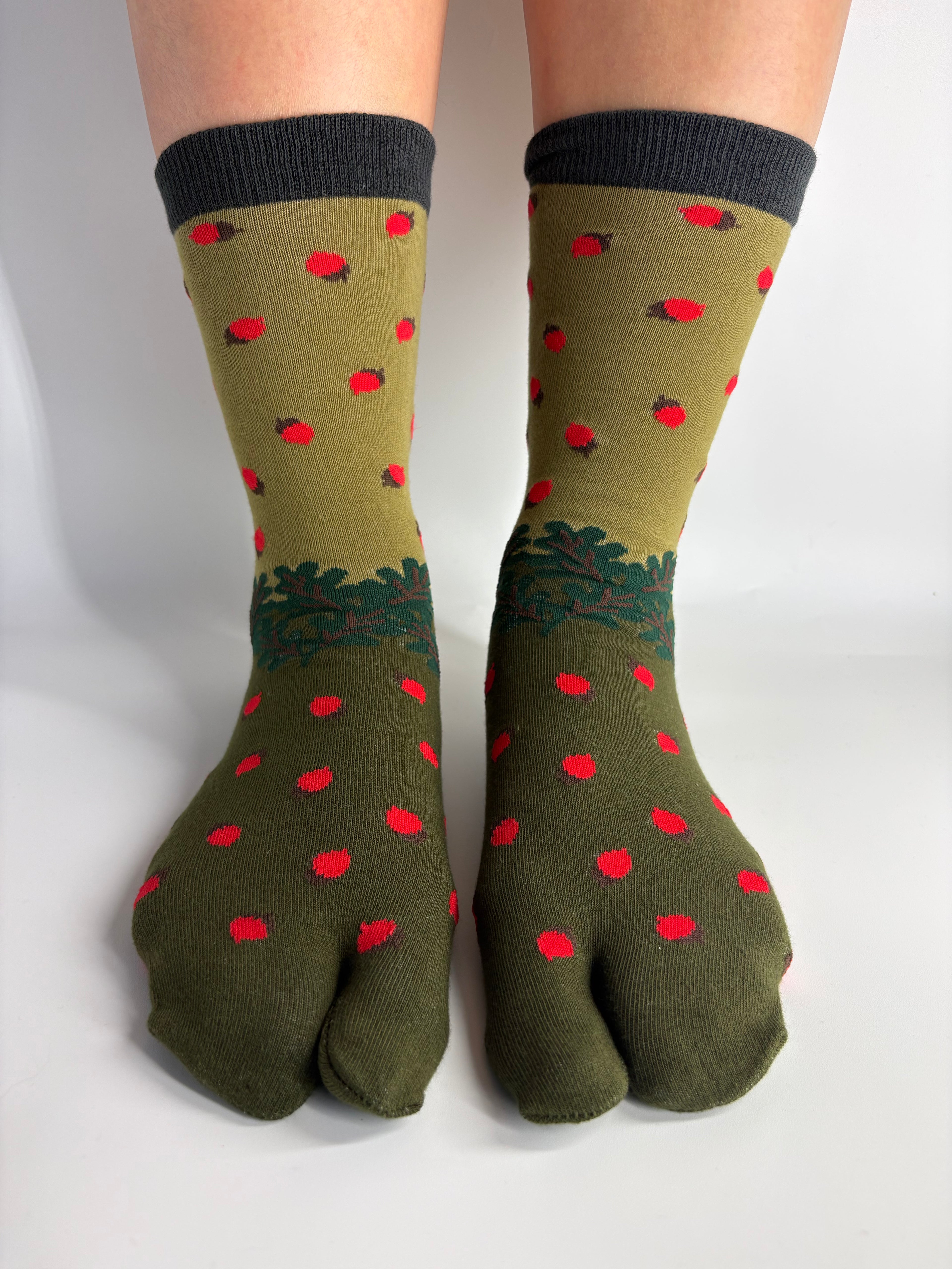 graphic print tabi socks of red vegetables in a field